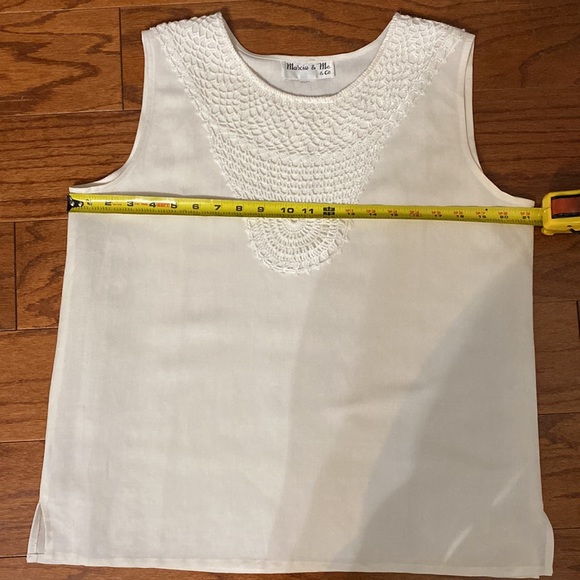 Marcia & Me Co sleeveless linen offwhite blouse. L - Picture 8 of 10
